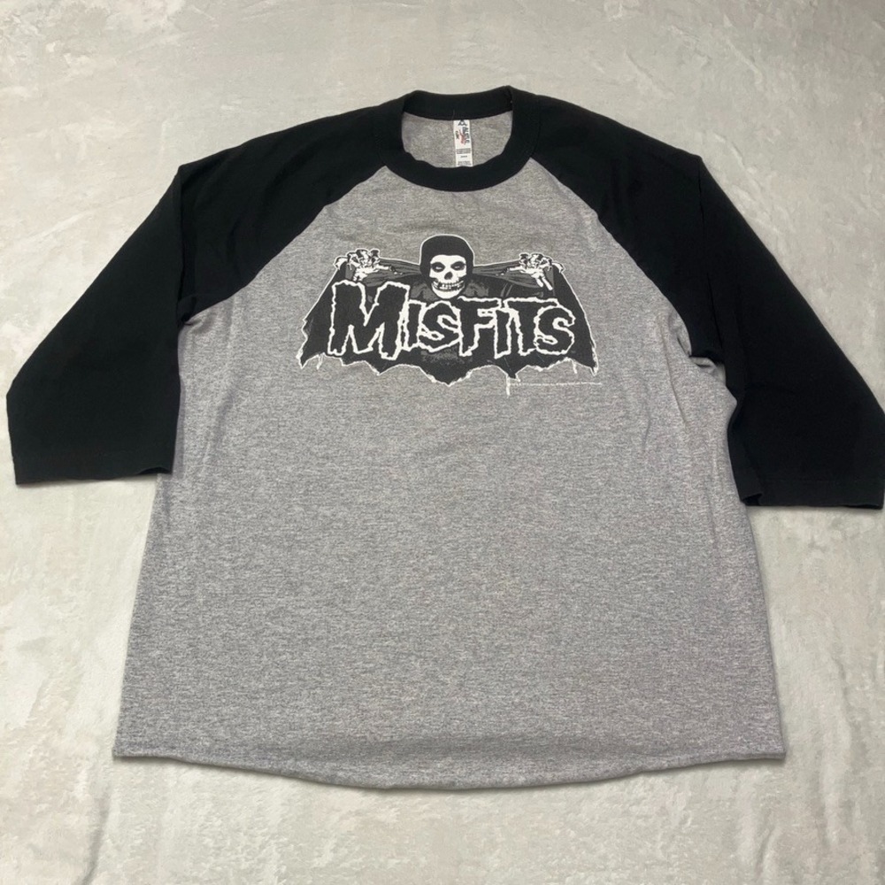 VINTAGE Misfits Band T-Shirt Men's M 3/4 Sleeve Baseball Raglan Tee Punk Alstyle